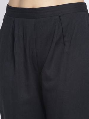 Black plain cotton trousers 5
