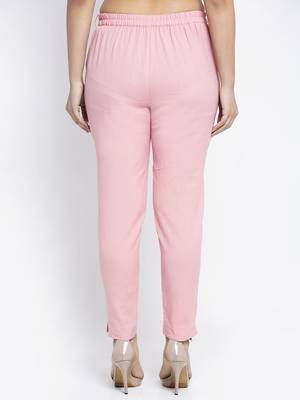Pink plain cotton trousers 3
