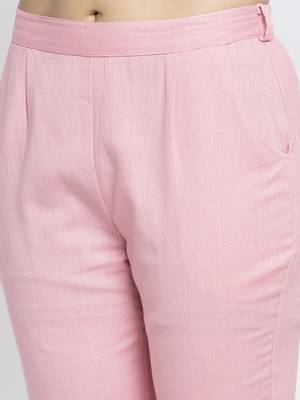 Pink plain cotton trousers 5