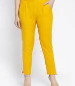 Mustard plain cotton trousers