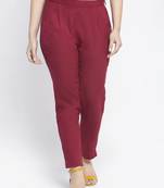 Maroon plain cotton trousers