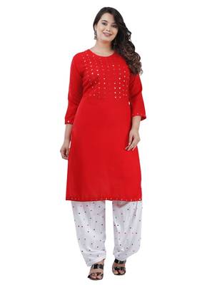 Shopping Factory Women And Girl's Printed Rayon A-Line Long Kurti  3