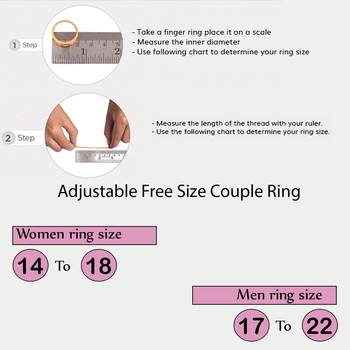 Party Wear  Adjustable Couple Rings Set for lovers Silver Plated Solitaire for Men and Women 2 Pair 7