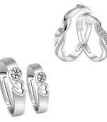 Adjustable Couple Rings Set for lovers Silver Plated Designer  Solitaire for Men and Women 2 Pair