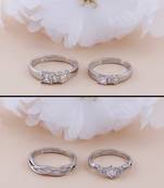 Adjustable Couple Rings Set for lovers Silver Plated Party Wear Stylish   Solitaire for Men and Women 2 Pair