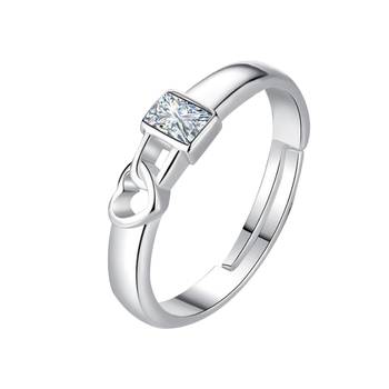 Adjustable Couple Rings Set for lovers Silver Plated Party Wear Stylish   Solitaire for Men and Women 2 Pair 5