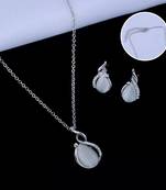 Delicate Silver Plated Party Wear  Pendant Set For Women Girl