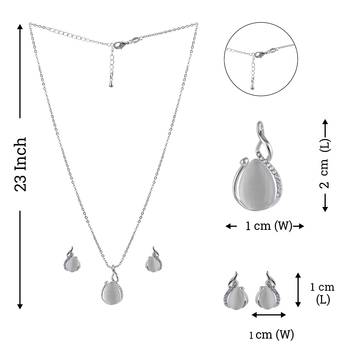 Delicate Silver Plated Party Wear  Pendant Set For Women Girl 6