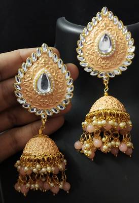 Peech Meenakari Huge Tilak Tops Jhumki Earrings Set 1