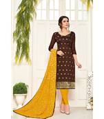 Sangam Prints Red Banarasi Silk Woven Unstitched Dress Material