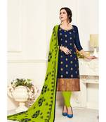 Sangam Prints Blue Banarasi Silk Woven Unstitched Dress Material