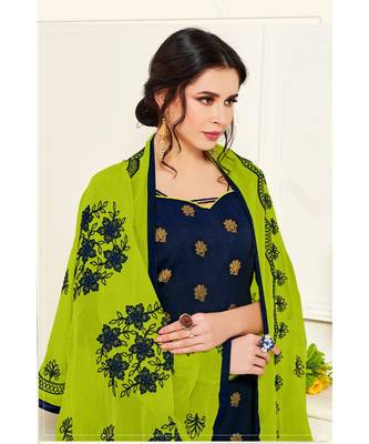 Sangam Prints Blue Banarasi Silk Woven Unstitched Dress Material 2