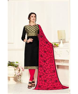 Sangam Prints Pink Banarasi Silk Woven Unstitched Dress Material 1