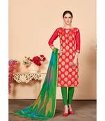 Sangam Prints Peach  Banarasi Silk Woven Unstitched Dress Material