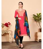 Sangam Prints Pink Banarasi Silk Woven Unstitched Dress Material