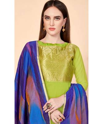 Sangam Prints Green Banarasi Silk Woven Unstitched Dress Material 2
