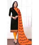 Sangam Prints Black Cotton Butti Embrodiery Unstitched Dress Material