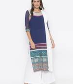 Dark-navy-blue abstract print crepe salwar