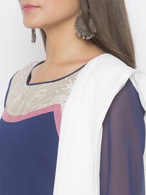 Dark-navy-blue abstract print crepe salwar 4