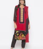 Red embroidered crepe salwar