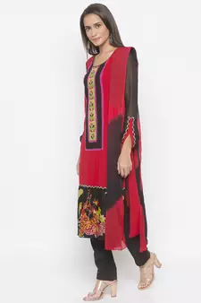 Red embroidered crepe salwar