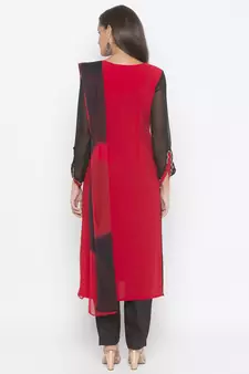Red embroidered crepe salwar