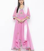 Baby-pink embroidered georgette salwar
