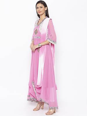 Baby-pink embroidered georgette salwar 2