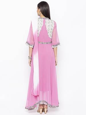 Baby-pink embroidered georgette salwar 3