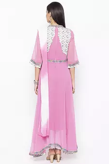 Baby-pink embroidered georgette salwar