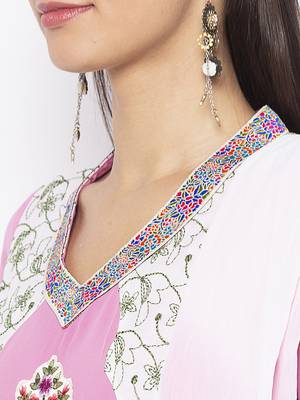 Baby-pink embroidered georgette salwar 4
