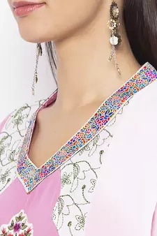 Baby-pink embroidered georgette salwar
