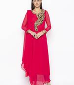 Pink embroidered georgette salwar