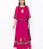 Pink embroidered crepe salwar