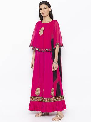 Pink embroidered crepe salwar 2