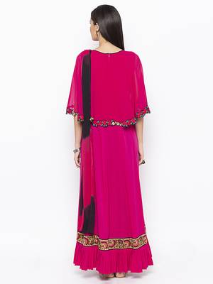 Pink embroidered crepe salwar 3