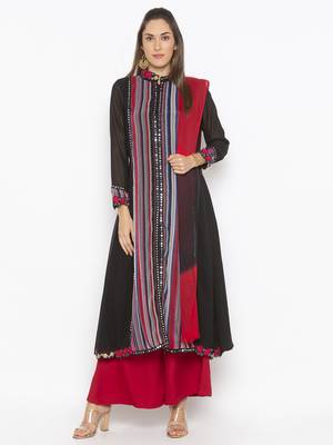 Black stripes print georgette salwar 1