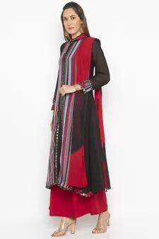 Black stripes print georgette salwar