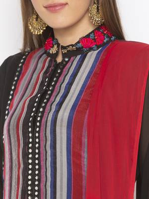 Black stripes print georgette salwar 4