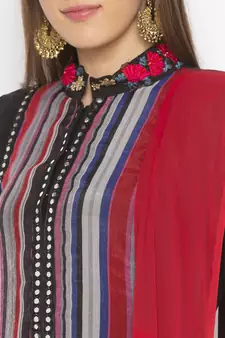 Black stripes print georgette salwar
