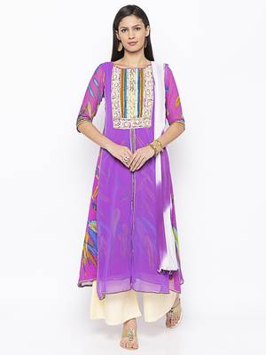 Purple embroidered georgette salwar 1