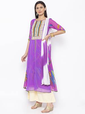 Purple embroidered georgette salwar 2