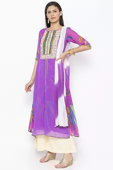 Purple embroidered georgette salwar