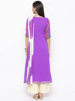 Purple embroidered georgette salwar 3