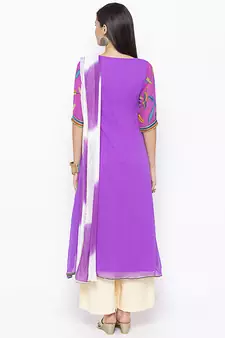 Purple embroidered georgette salwar