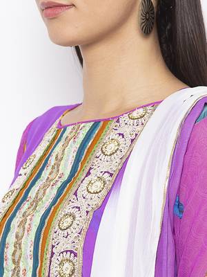 Purple embroidered georgette salwar 4