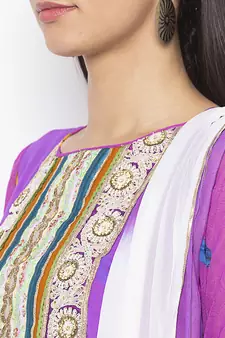 Purple embroidered georgette salwar