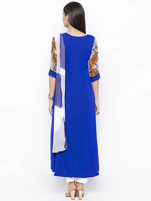 Dark-blue embroidered georgette salwar 3