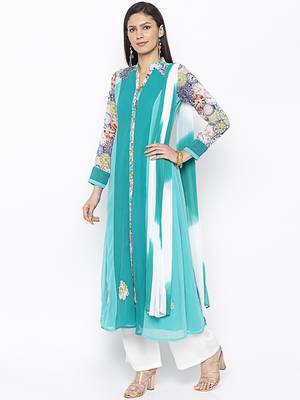 Green embroidered georgette salwar 2
