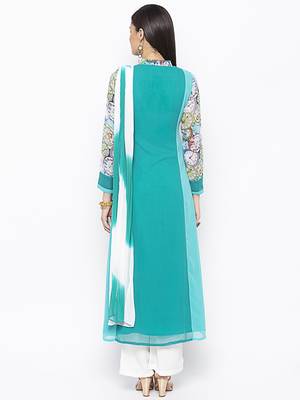 Green embroidered georgette salwar 3